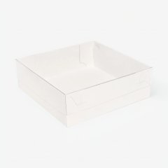 Коробка для сладостей с прозрачной крышкой белая 15х15х5 см 070720
