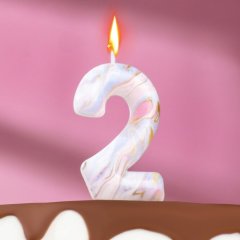 Свеча декоративная Цифра "2" "Белый мрамор" 6990831